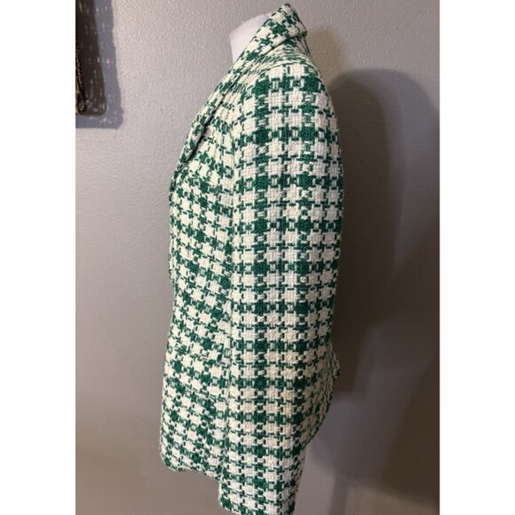 Zara Green Tweed Oversized Double Breasted Blazer Jacket Blogger’s Fave L Large - Picture 15 of 16